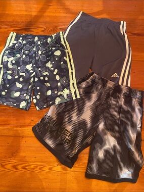 adidas Kids Navy & Light Green Patterned Athletic Shorts - 3-Pack